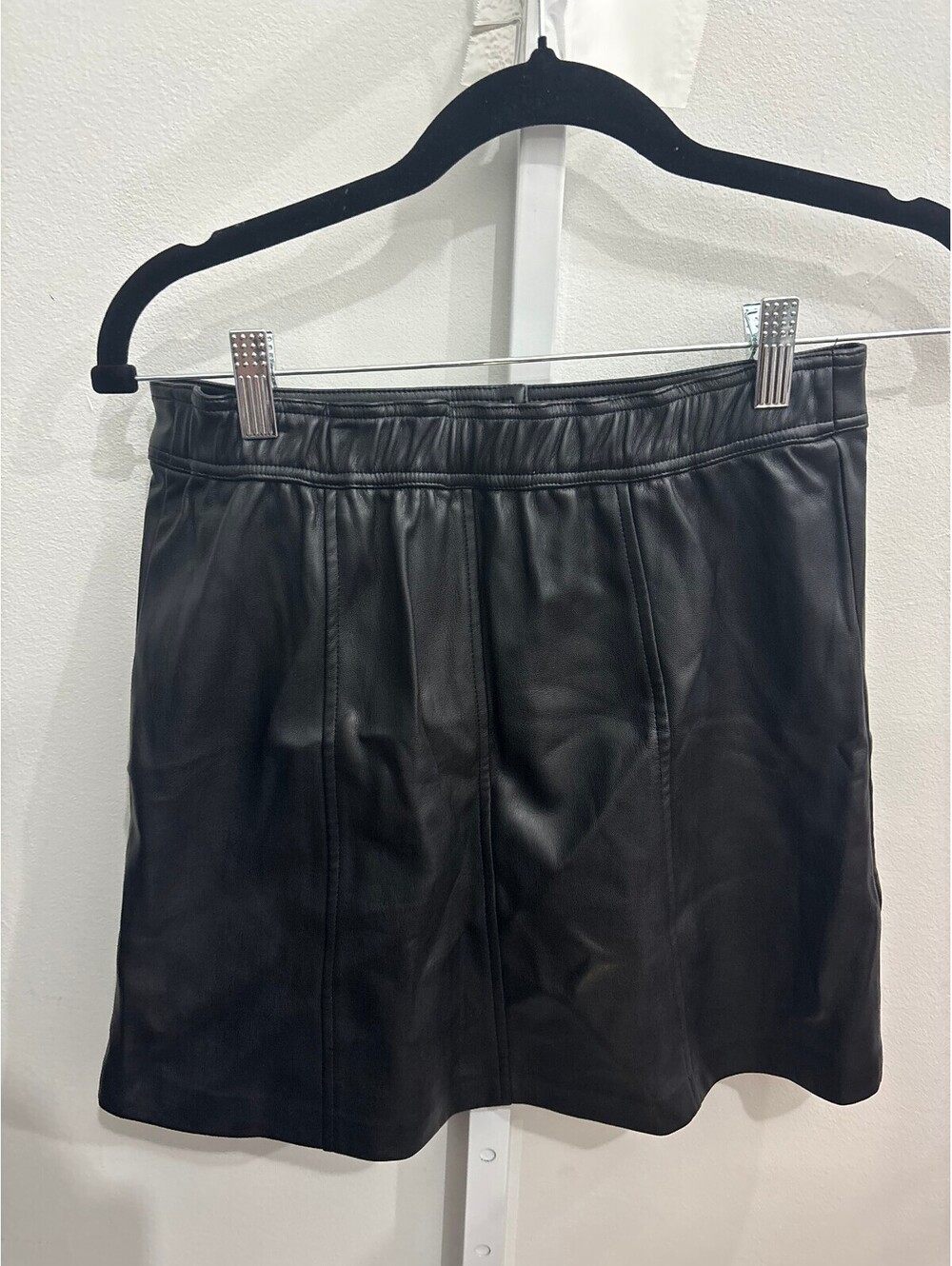 MNG Black Faux Leather Mini Skirt